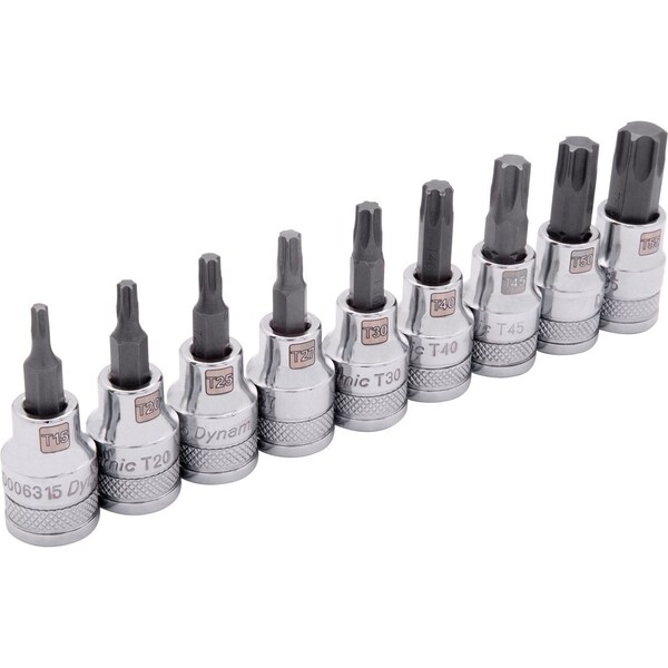 Tools 3/8 Drive 9 Piece Standard Length, Torx Socket Set, T15 - T55